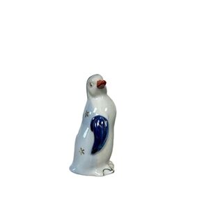 Vintage Blue Penguin Salt Shaker Figurine Gold Star